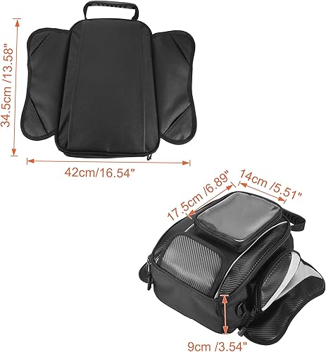 Miniatura 7 de Motoforti Universal motocicleta tanque magnético bolsa de herramientas combustible alforja con correa impermeable negro