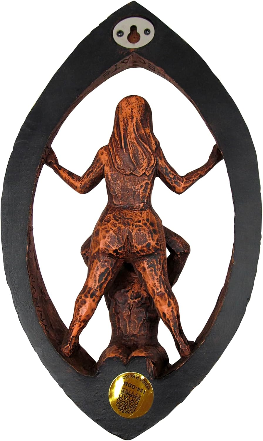 Dryad Design Wiccan Pagan Ritual Wall Plaque - Drawing Down The Moon Art (Wood Finish)