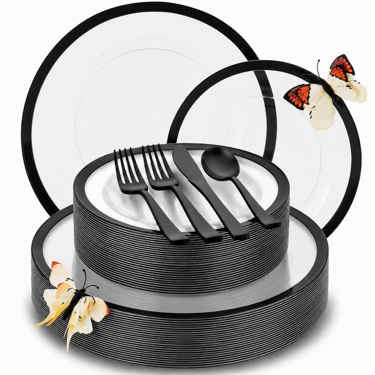 Heavyweight Disposable Plates & Cutlery Set - 150 PCS -1