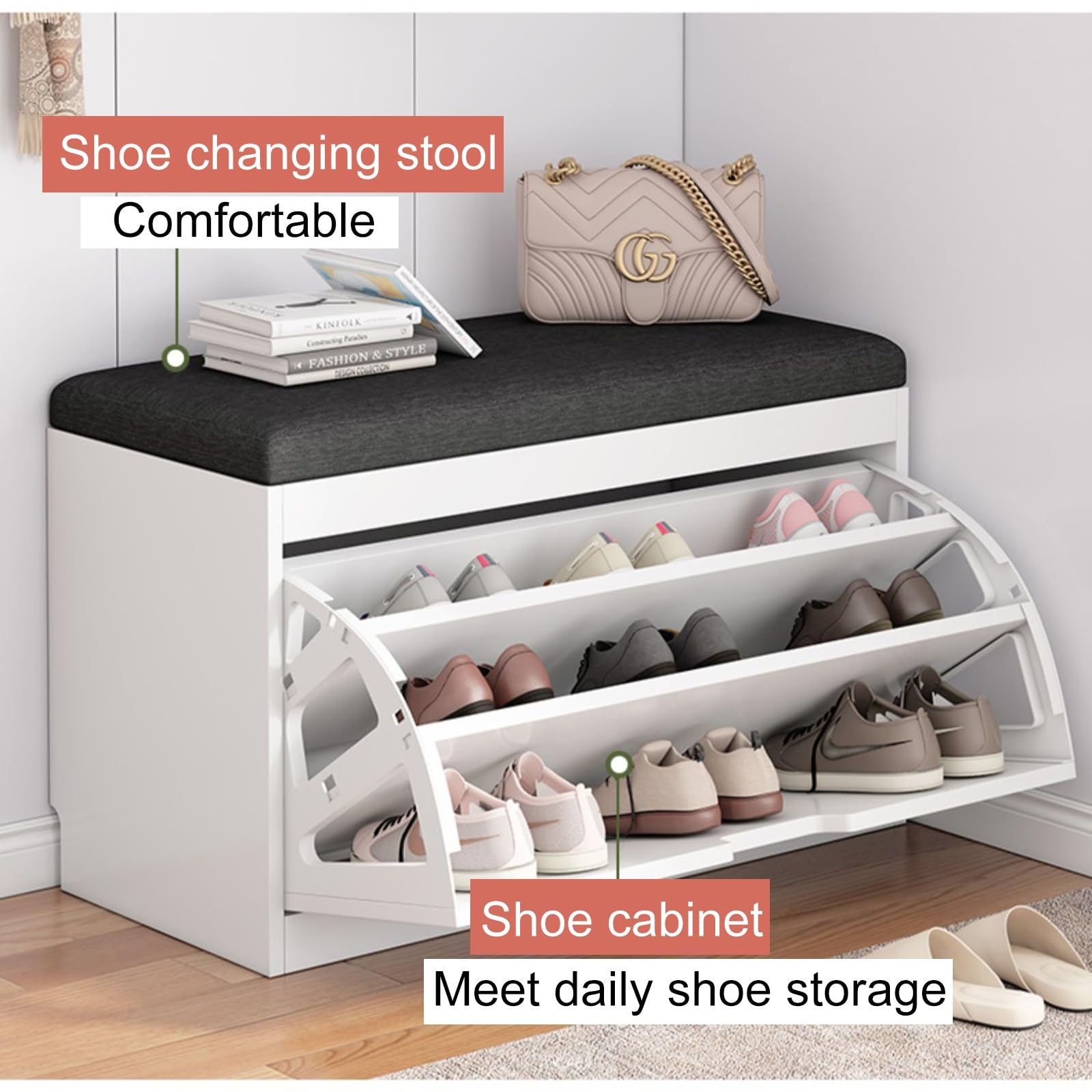 TG. 39x76x38 Cm) Relaxdays Panca Contenitore Con 6 Cassetti