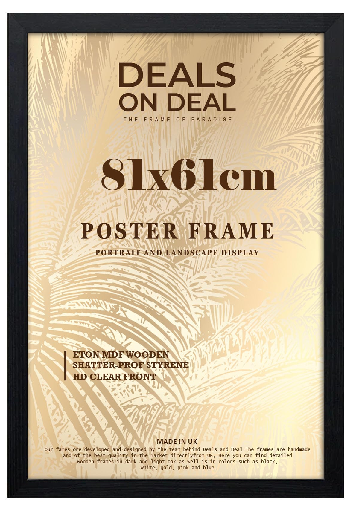 DEALS ON DEAL® Poster Frame 81x61 cm Photo Picture Frame Jigsaw Puzzle | Mdf Wooden 81 x 61 cm | Large 810 x 610 mm | for Home Office Livingroom-Black