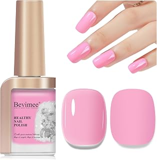 Nail Polish Light Pink Quick Dry Nail Lacquer Sheer Color, Regular Barbie Pink Fast Dry Fingernail Polish Bulk Non Gel Long-Lasting DIY Salon Gift For Women