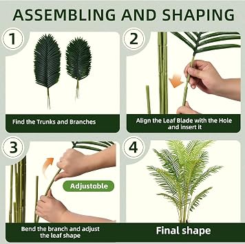 5FT Artificial Palm Tree Indoor with White Pot, Realistic Leaves, 15 Trunks Adjustable Branches, Tall Faux Fake Palm Plant, Ideal for Living Room Bedroom Office Home Interior Aesthetic Decor