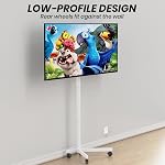 Mobile TV Roulement des chariots TV Stand pour 23-60 pouces LCD LED Écrans courbés plats jusqu'à 88 lbs, réglable en hauteur sur les roues du plancher portable extérieur, Max VESA 400x400mm, blanc