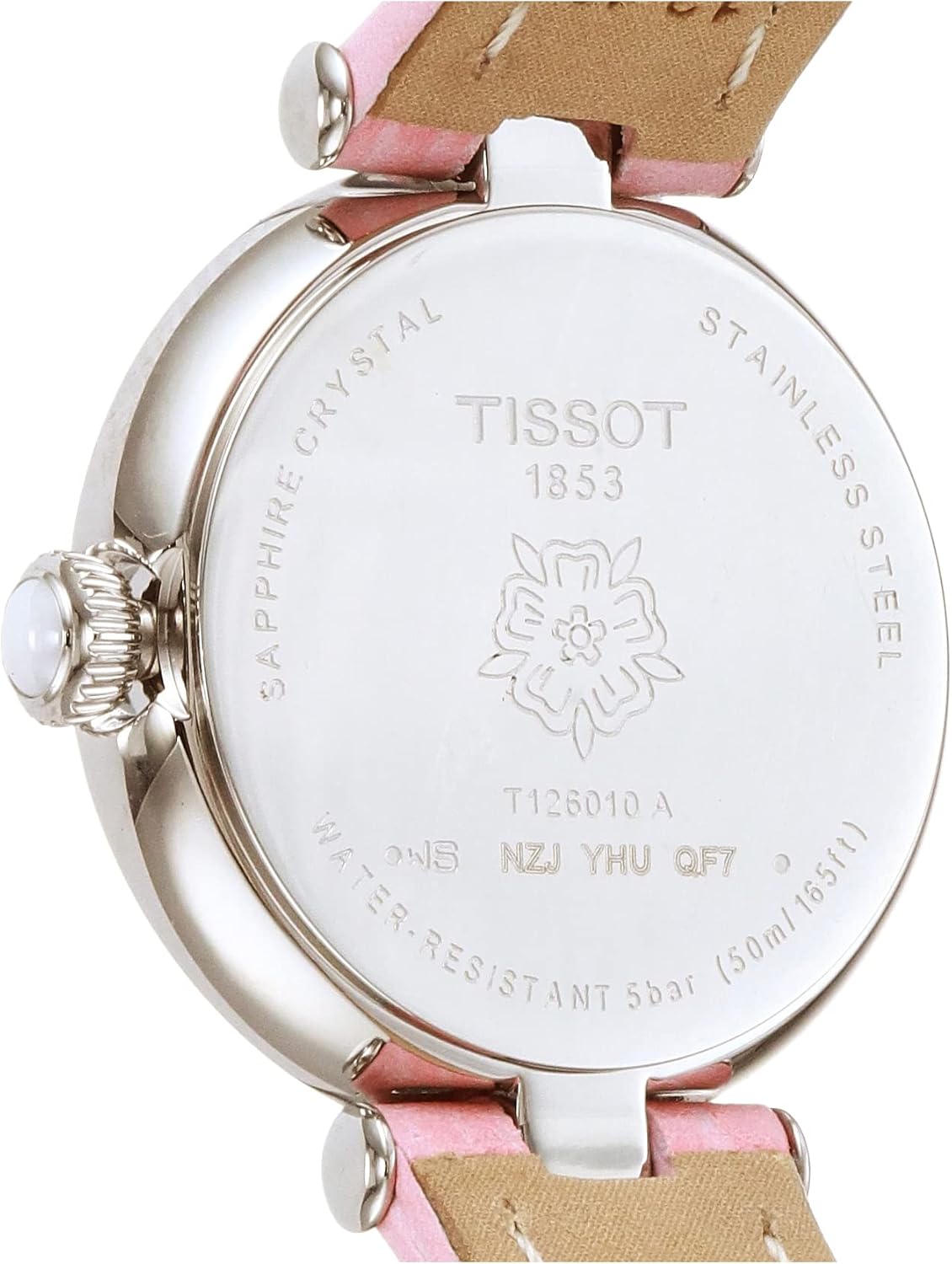 Tissot Womens Tissot Bellissima Small Lady 316L Stainless Steel case Quartz Watch, Pink, Leather, 4 (T1260101601301)