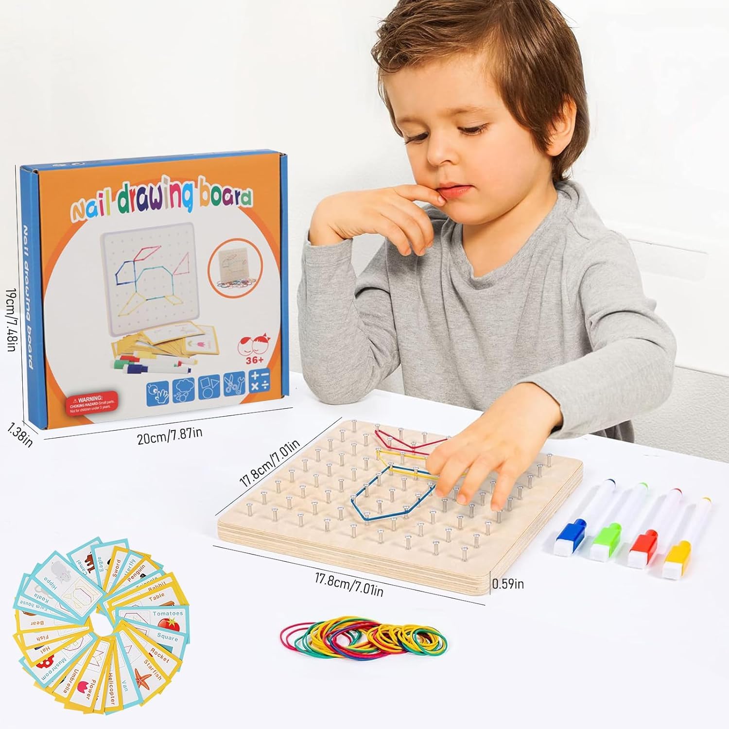 Geoboard in Legno Giochi Educativi Montessori Giocattoli Bambini Set