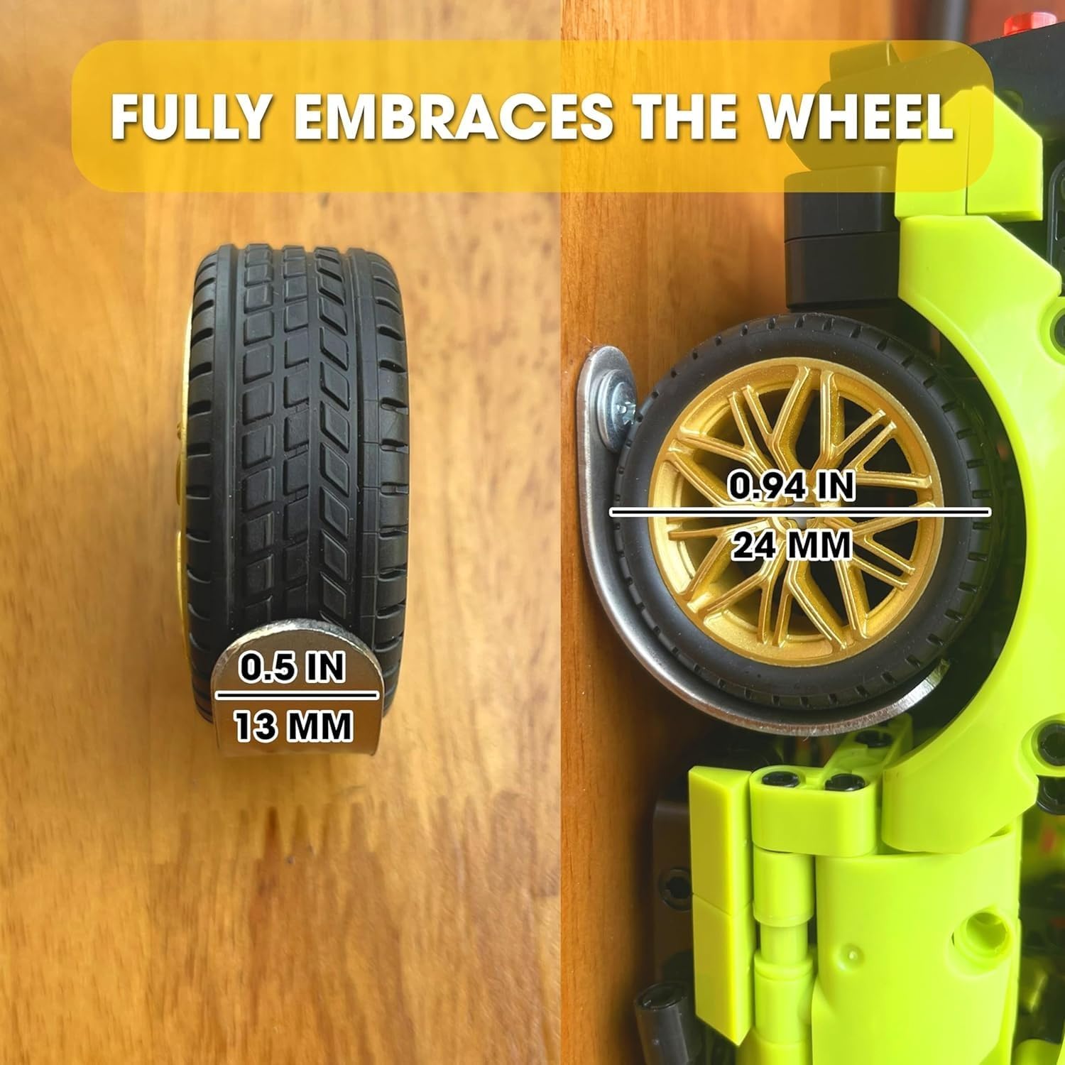 Metal Wall Mount for Lego Car Holder - Wheel Diameter 0.94 in / 24 mm, Premium Car Wall Mount and Speed Champions Display for Lego City Car, Compatible for Lego Creator, Ford Cars with Hanging Wheels