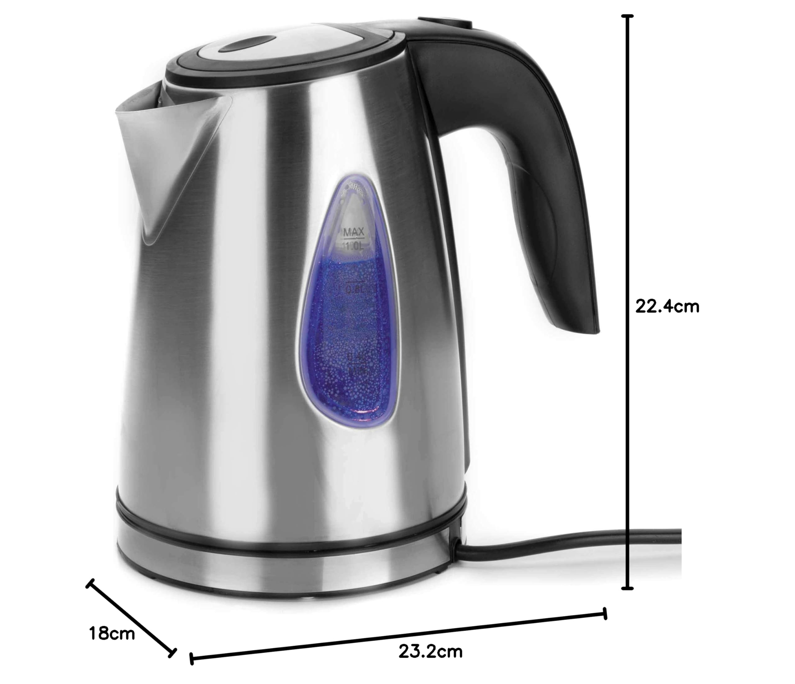 LACOR 69297 - Hervidor Agua Eléctrico, 1.7L, 2200W, Acero Inoxidable | En acero inoxidable, para un uso práctico y profesional en cocina; con 1,7 L de capacidad, práctico y fácil de guardar