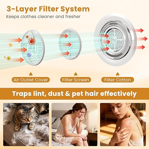 Miniatura 4 de Auertech Secadoras portátiles de 2.6 pies cúbicos para lavandería, secadora de ropa compacta con bañera de acero inoxidable, secadora de 1400 W,