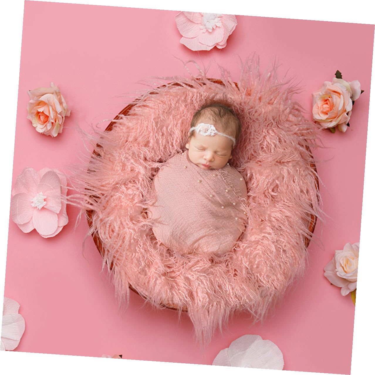 Toddmomy Coperta Fascia Neonata in Pearl Swaddle con Fascia per Accessori Fotografici per e Confortevole per Foto e