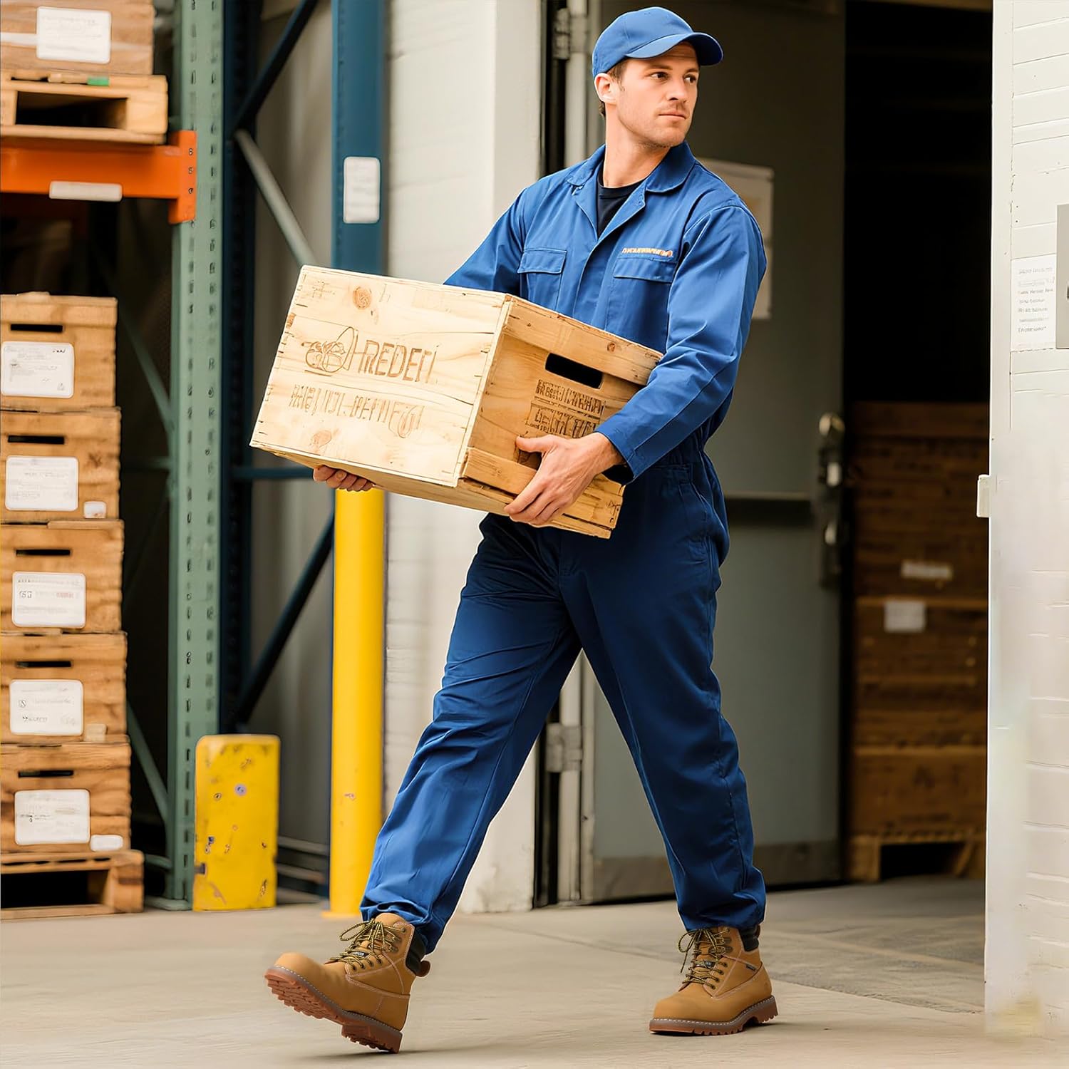 NINGO Waterproof Steel Toe Work Boots for Men, 6" Non Slip Comfortable Leather Workboots, Mens Safety Construction Shoes for Outdoor Industrial - Image 2