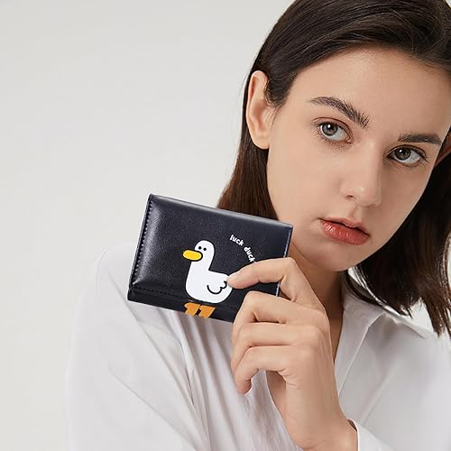 Miniatura 5 de Sunwel Fashion Monedero plegable con diseño de pato en 3D para niñas, con bolsillo para efectivo, tarjetero, monedero con ventana de identificación