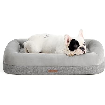 Lesure Memory Foam Dog Beds for Medium Dogs - Orthopedic Dog Bed Washable Made with CertiPUR-US® Certified Foam, Bolster Pet Bed with Removable Washable Cover and Waterproof Lining, Grey