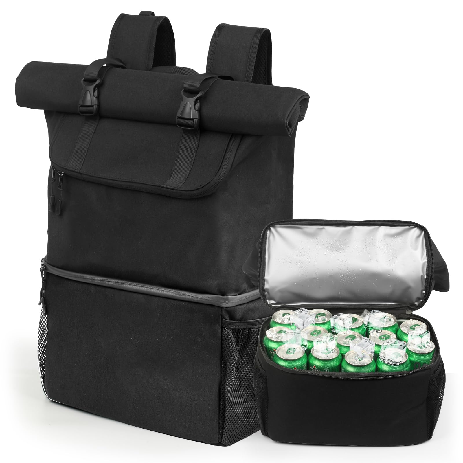 DEWUR Zaino termico da 35 l, grande, 2 in 1, borsa termica a doppio strato, impermeabile, per picnic, spiaggia, barbecue, campeggio, viaggi, famiglia