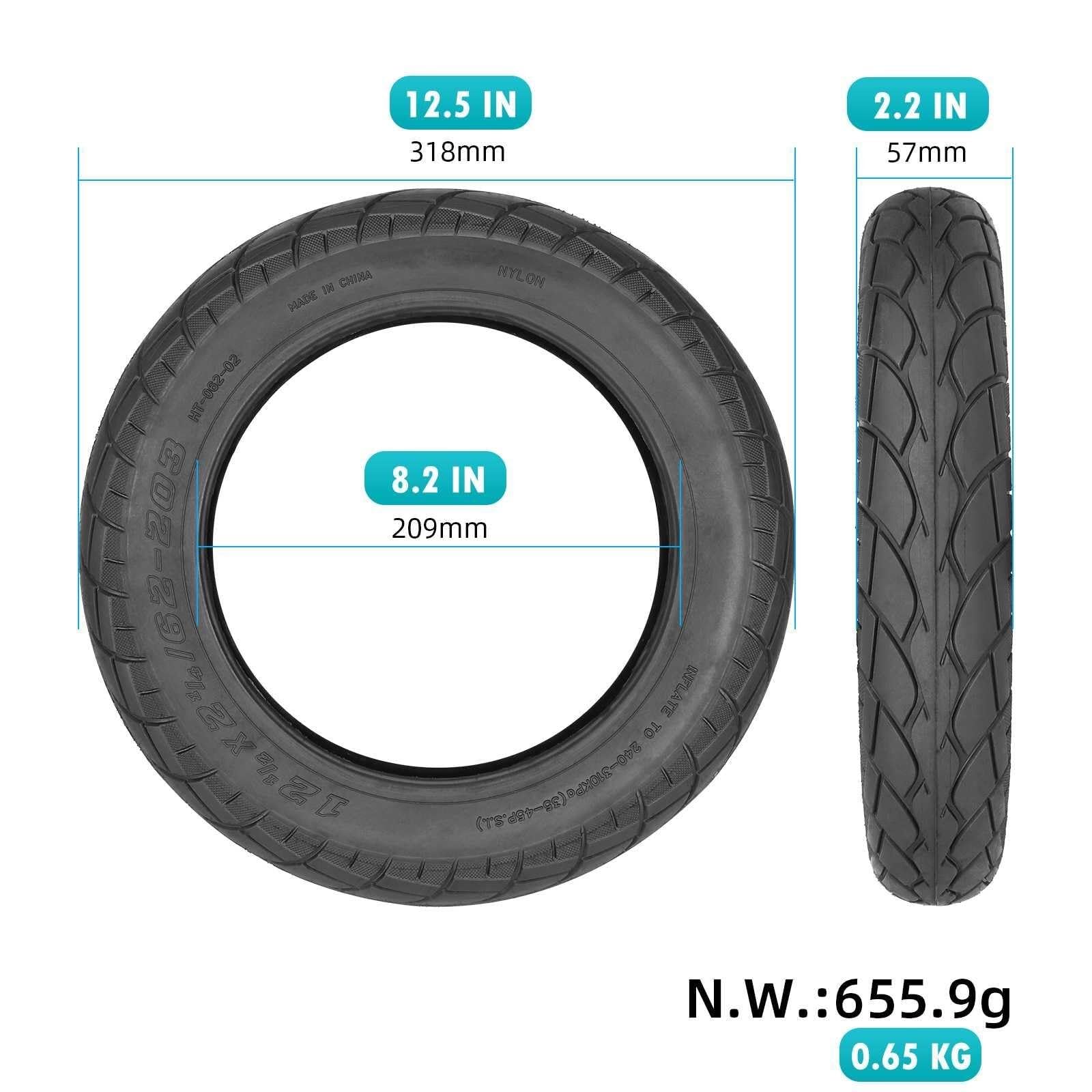 12 1/2 x 2 1/4 Opona Bezdętkowa, 12.5x2.25 62-203 Opony Podciśnieniowe do Skutera z Bryzgaczem Przeciwwypoślizgowym do Roweru Elektrycznego Przedniego lub Tylnego Koła