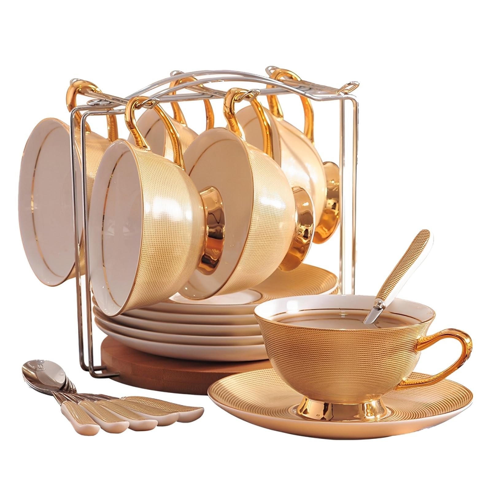 Europejski zestaw 6 filiżanek do kawy retro ze spodkiem i łyżeczką do kawy, zestaw filiżanek do kawy z porcelany kostnej, do domu, kuchni, na ślub, 6 szt