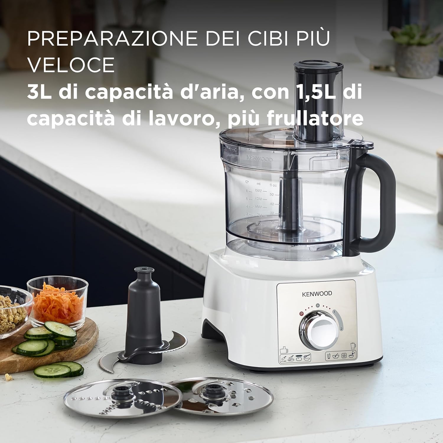 Robot multifonction - KENWOOD - MultiPro Express FDP65.450WH - 1000 W - 3 L - 2 vitesses - Blender 1,5 L - Blanc