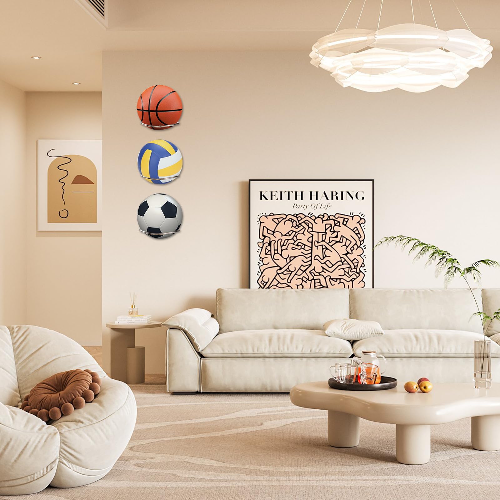Soporte de Pared para Balones Soporte de Exhibición de Pelota con Tornillos 6 Piezas Plata para Baloncesto Fútbol Voleibol