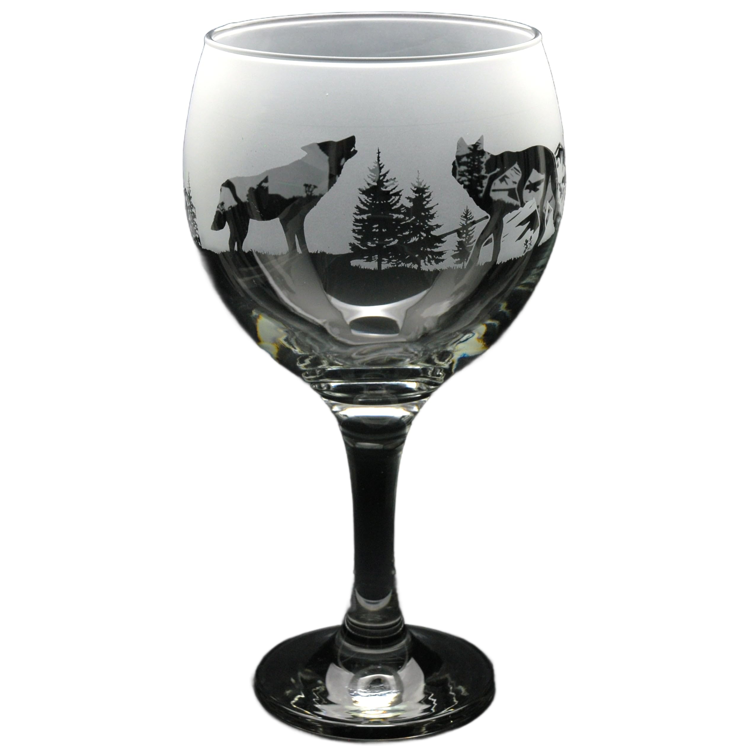 GLYPTIC Glass Art Wolf Hand Etched/Engraved Gin Cocktail Glass โ image 1