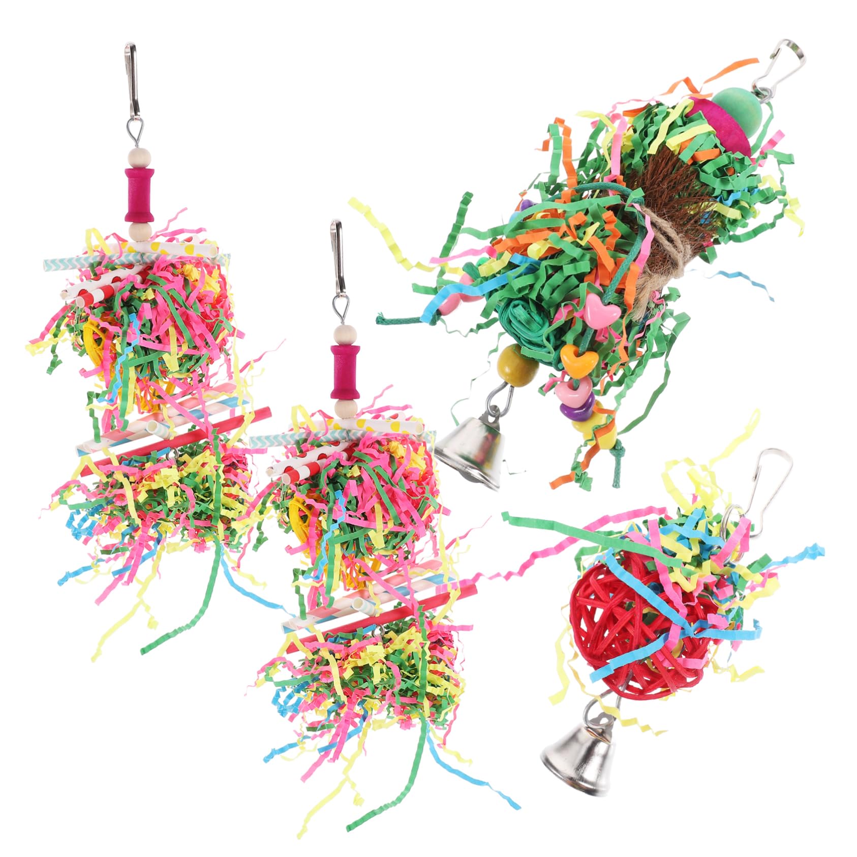 BESPORTBLE 16pièces Jouet Suspendu pour Perroquet Jouet à Mâcher Amusant pour Oiseaux Accessoires Colorés Couleurs Aléatoires