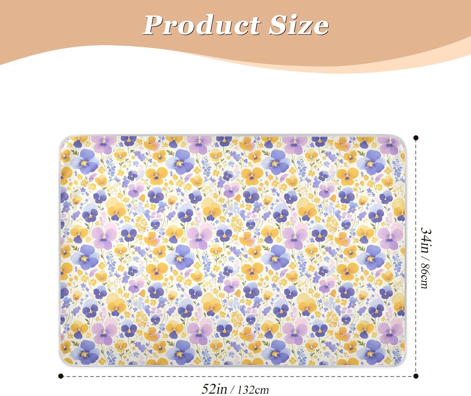 Orange Purple Pansies Flowers Extra Large Resuable Potty Training Pad Highly Absorbent Potty Training Pads Skin-Friendly Travel Mattress for Infant Baby , 52" L x 34" W