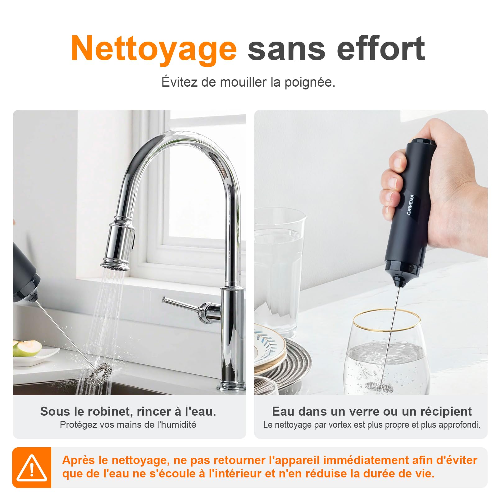 GRIFEMA Mousseur à Lait électrique, Mousseur a Lait Rechargeable, 13 000 tr/ min, Milk Frother, Sans BPA, Facile à Nettoyer, Ergonomique, Mini Fouet Electrique pour Café, Latte, Cappuccino, Matcha GRIFEMA Mousseur à Lait électrique, Mousseur a Lait Rechargeable, 13 000 tr/ min, Milk Frother, Sans BPA, Facile à Nettoyer, Ergonomique, Mini Fouet Electrique pour Café, Latte, Cappuccino, Matcha