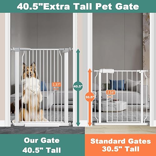 Miniatura 2 de Puerta de bebé extra alta de 40.5 pulgadas, puerta de 57.5 a 60.2 pulgadas extra ancha para mascotas para perros, puerta de seguridad ajustable