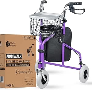 MobiWalk® 3-Wheeled Tri Walker Rollator | Walking Frame for The Elderly ...