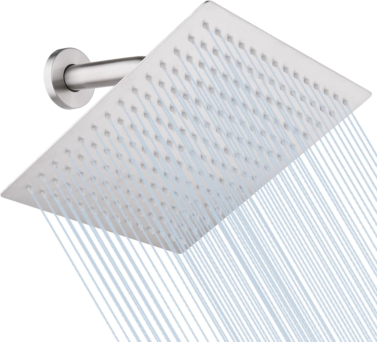 10 Inch Square Rain Shower Head Stainless Steel High Pressure High Flow Rainfall Shower Head Ceiling Mount Wall Mount Luxury Bathroom Shower