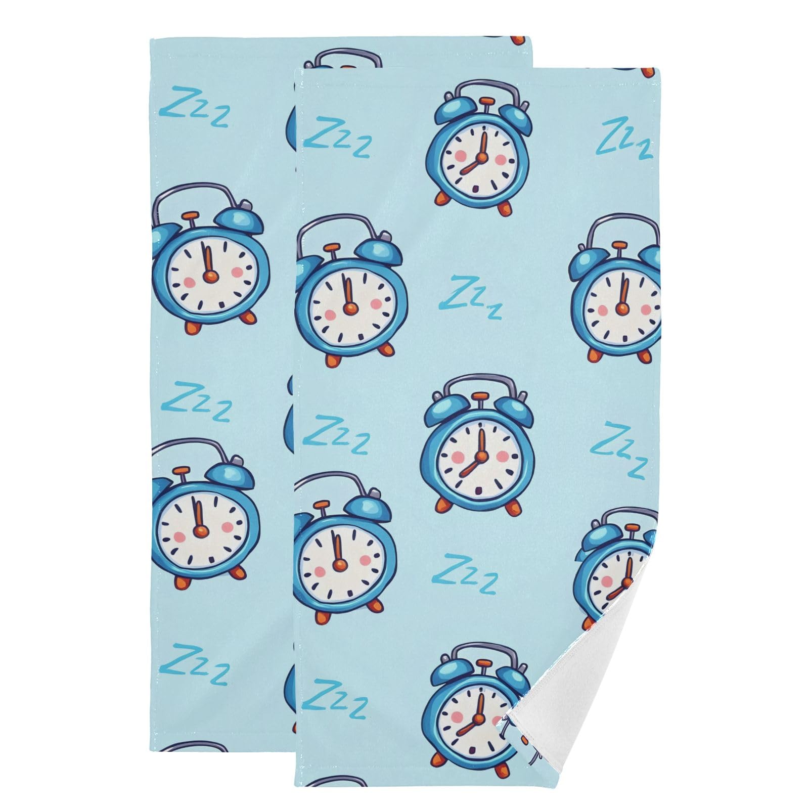 Toallas de mano con reloj azul de algodón absorbente de 36 x 72 cm