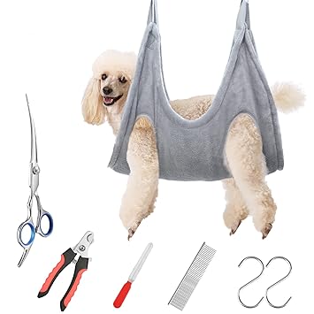 WSCXSC Dog Grooming Sling Hammock?Dog Nail Trimming Hammock?Dog Grooming Harness?Dog Nail Clippers?Dog Nail Grinder?Grooming Hammock for Medium Dog Nail Clipping (Medium)