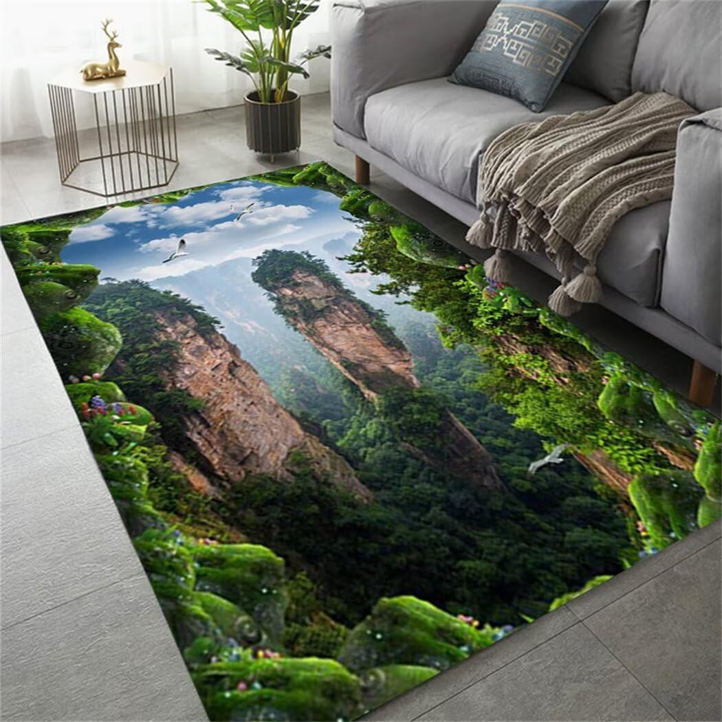 Grand tapis décoratif 80x150cm vert tapis chambre adulte antidérapant