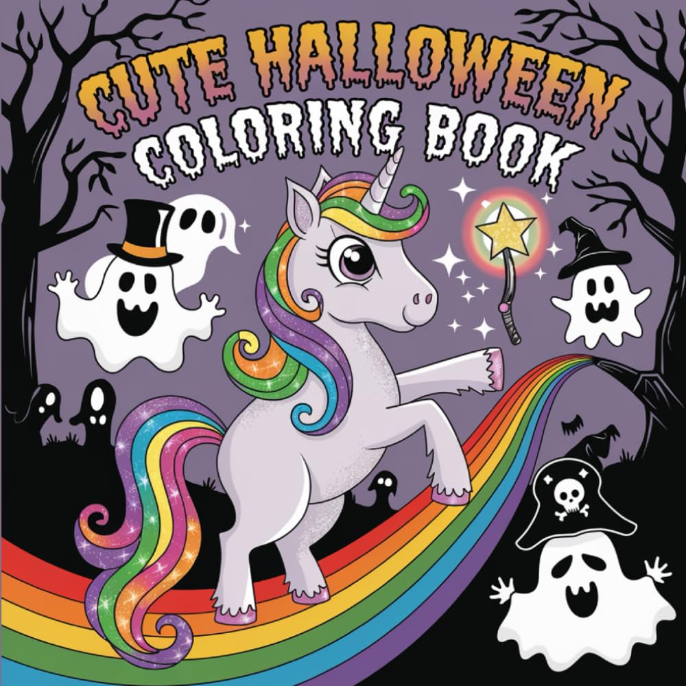 Cute Halloween: Bold and Easy Spooky Season Adventures, Whimsical Creatures & Friendly Monsters for Young Artists, Activity and Learning Coloring Book For Kids