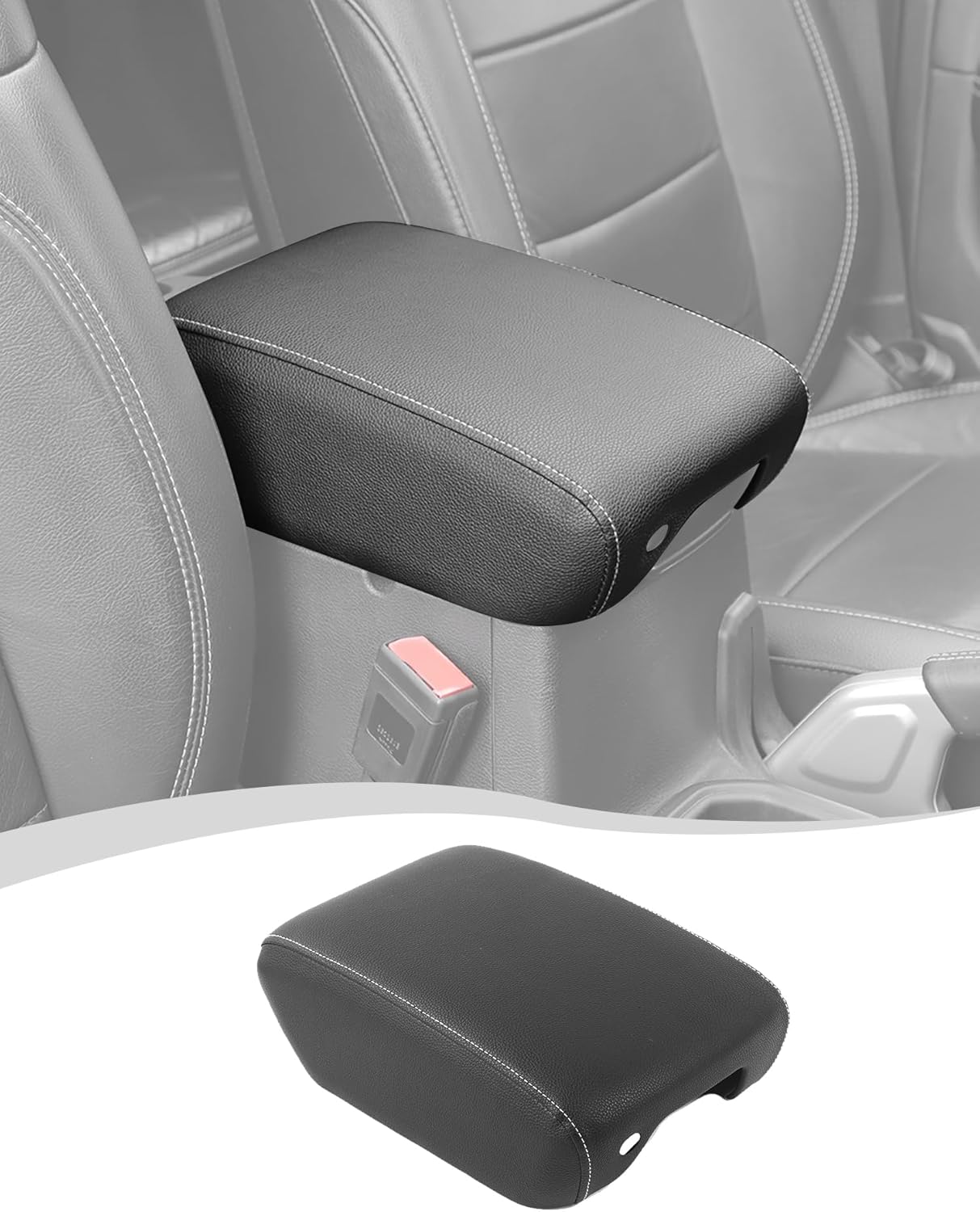Hoolcar Armrest Pad Cover Center Console Lid Cover Compatible with Jeep Wrangler JL JLU & Gladiator JT 2018-2025, Leather Console Replacement, Black