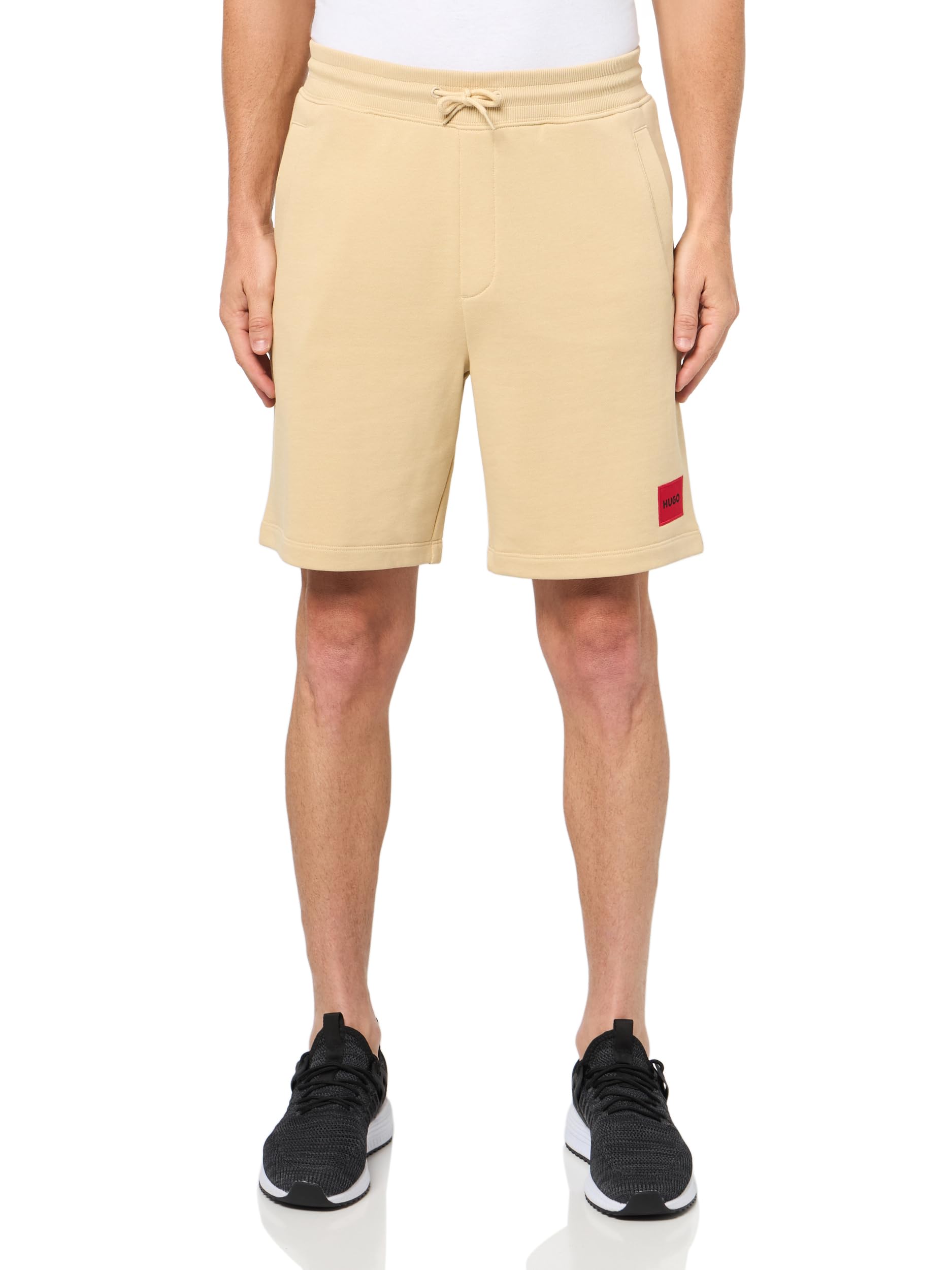 Hugo Mens Square Logo Pull on Jersey Shorts, Mojave Dessert, Large