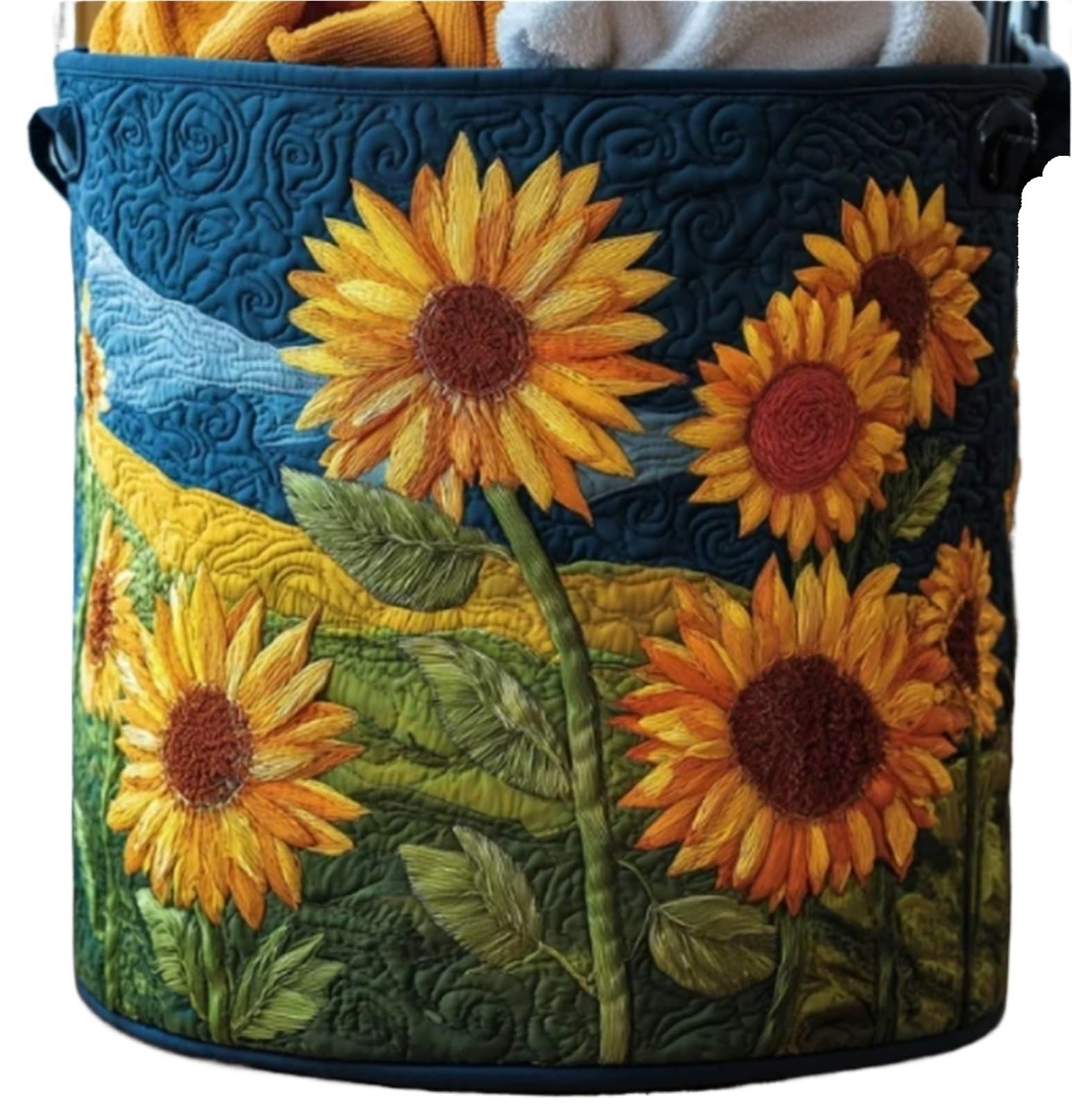 Vintage Floral Laundry Hamper Vintage Laundry Hamper With Handles, Foldable Storage Basket For Clothes, Quilted(Color 4)
