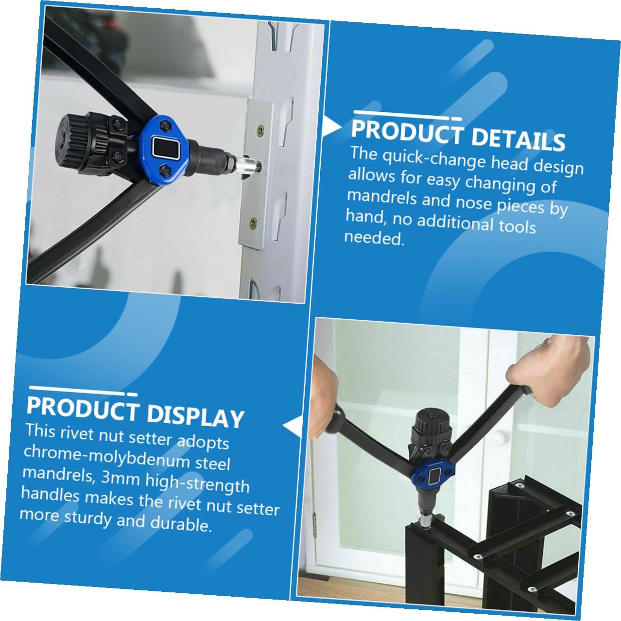 NUOBESTY 140pcs Hand Rivet Nut Tool Kit with M3-m10 Threaded Nuts, Manual Riveter Setter Set in Plastic Case for Automotive and Industrial Use