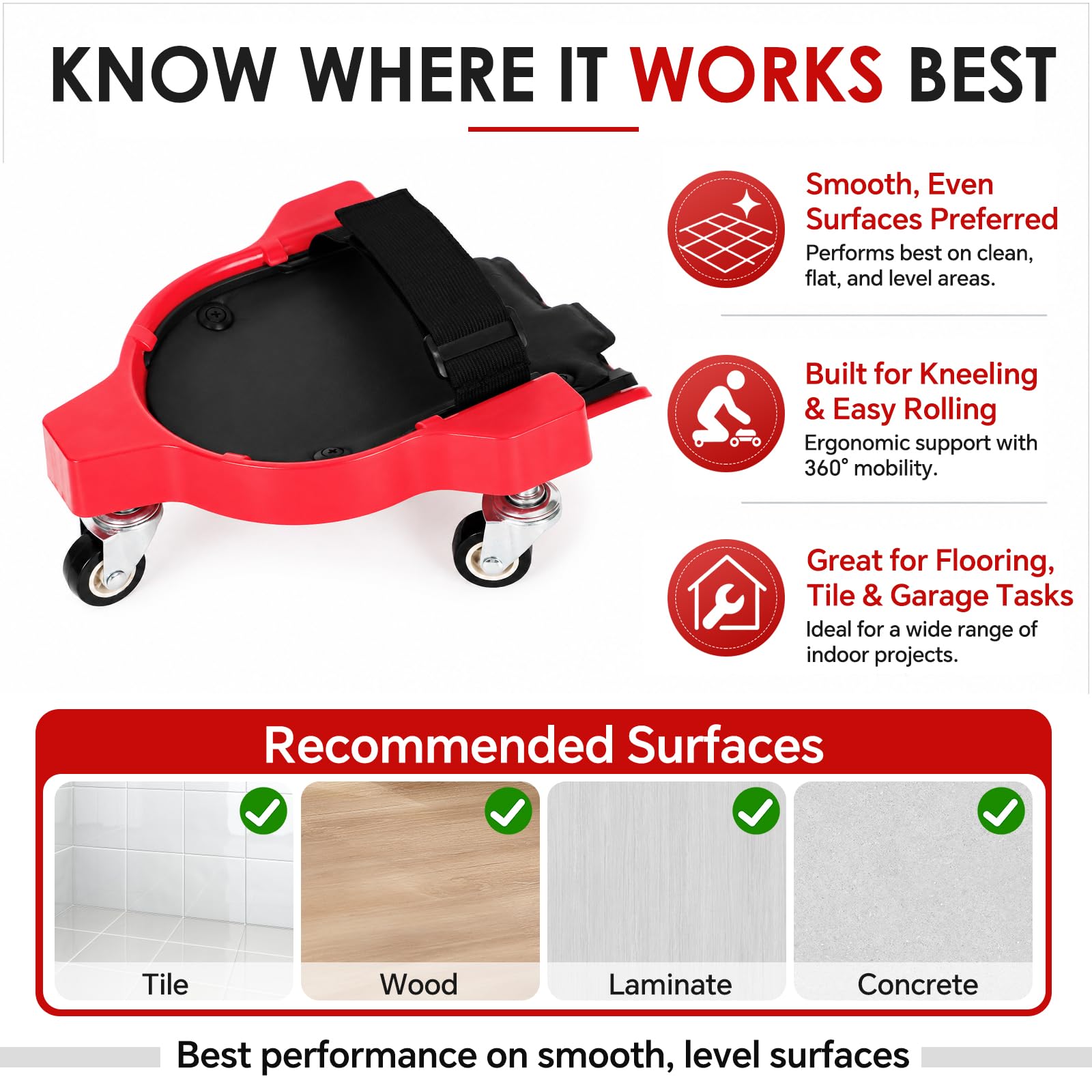 Kneeblades - Ginocchiere con 3 ruote, 2 pezzi | Ginocchiere professionali di alta qualità con comodi cuscinetti in gel per il lavoro in cantiere, girevoli a 360 gradi