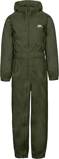 Trespass Children's Button Waterproof Rain Suit with Hood (Moss, 12/18 Months)