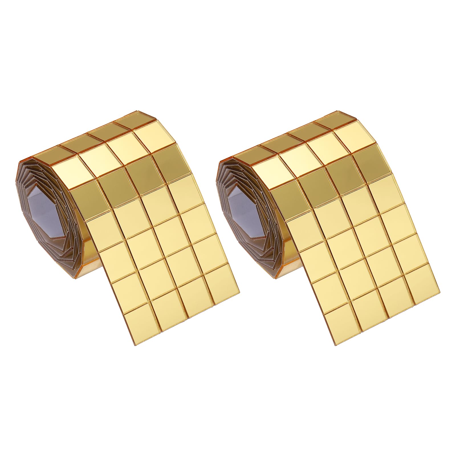sourcing map 480 Pcs Mirror Mosaic Tiles 10 x 10 mm Square Acrylic Self-Adhesive Disco Ball Mirror Tiles Sticker for DIY Craft Decoration Art Collage Card Making, Gold