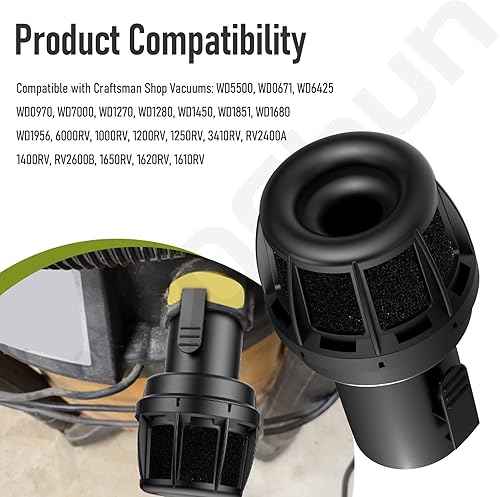Miniatura 3 de Silenciadordifusor VT2525 y WS25025A de 2.5 pulgadas para aspiradoras Ridgid húmedoseco, se adapta a la mayoría de aspiradoras con un puerto de