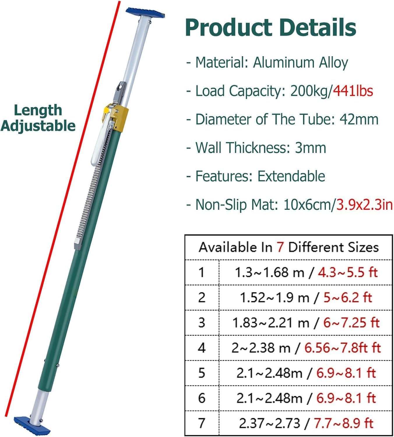 Adjustable Length Pickup Bed Cargo Bar Stable & Non-Shaking, Easy to Install Truck Bed Divider Bar for Pickup/Delivery, Ratcheting Cargo Bar, 441lbs Load-Bearing(1.3~1.68 m/4.3~5.5 ft)