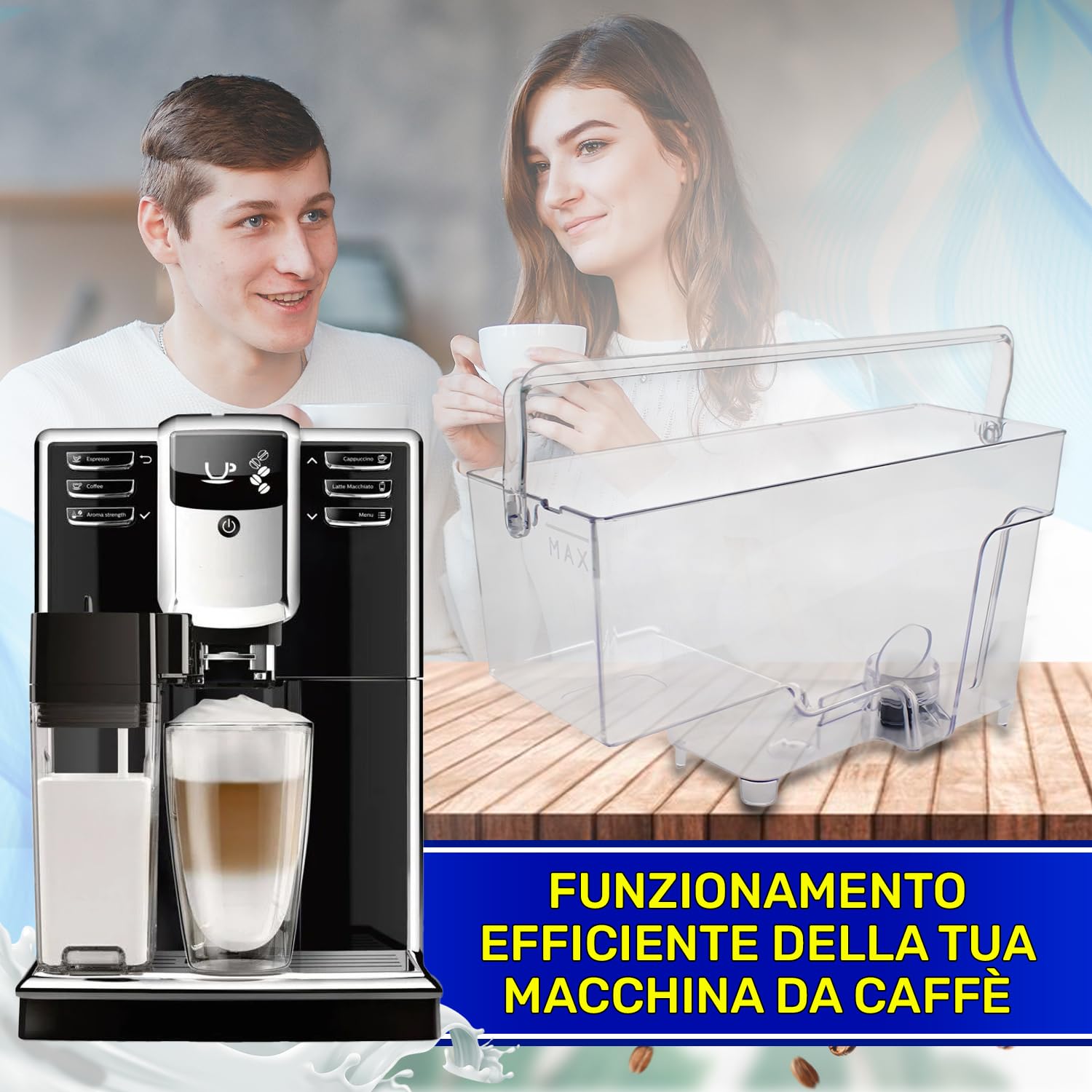 Serbatoio Acqua per Macchina Caffè con Codice Originale 421945003751 per Gaggia per Saeco - Garanzia di 10 Anni - MONTERAL