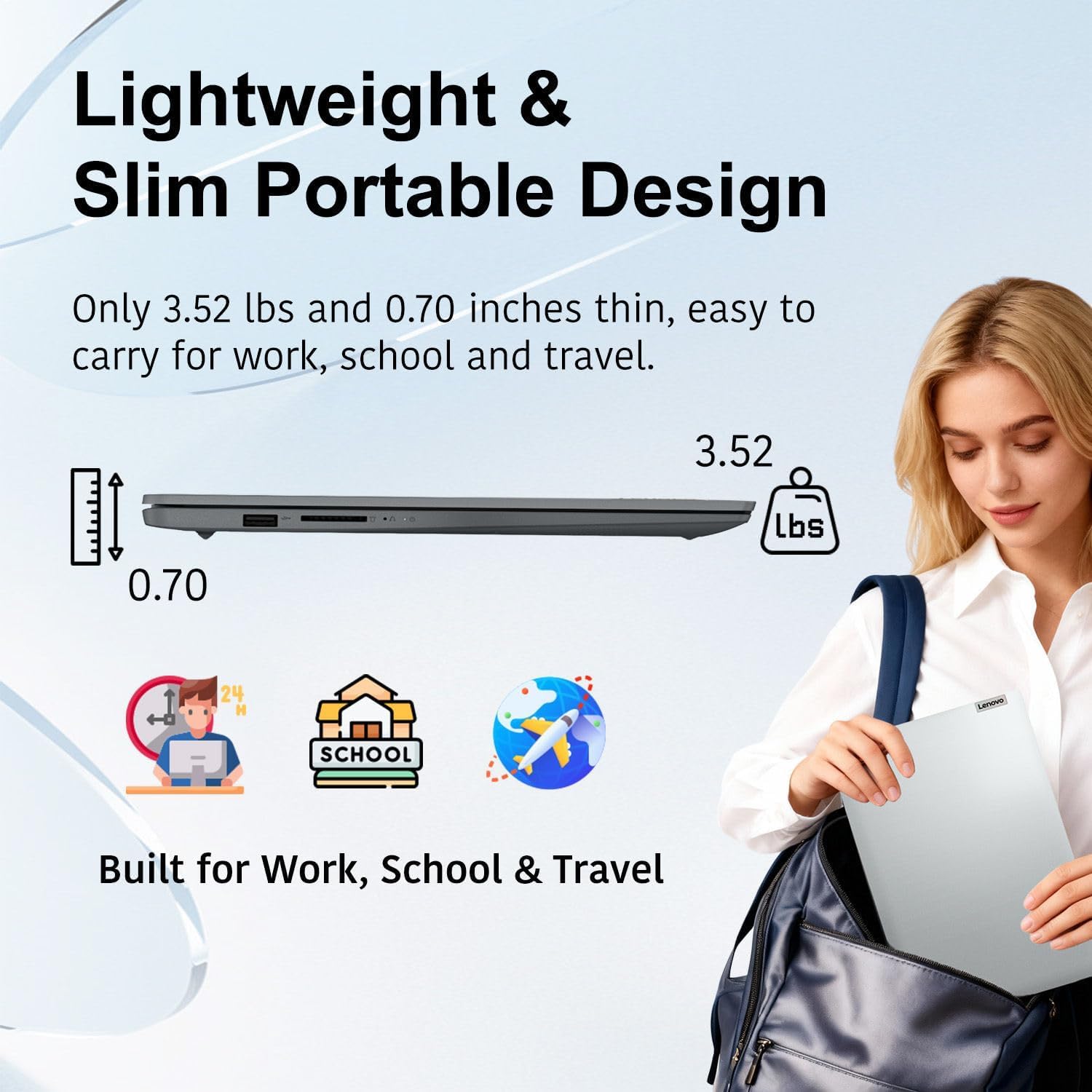 Lenovo Ideapad 15.6" Laptop with Microsoft 365 | Intel 4-Core CPU | 1.1TB Storage (1TB OneDrive + 128GB SSD) | 8GB RAM | Wi-Fi 6 | 10HR Battery | Windows 11 — view 5