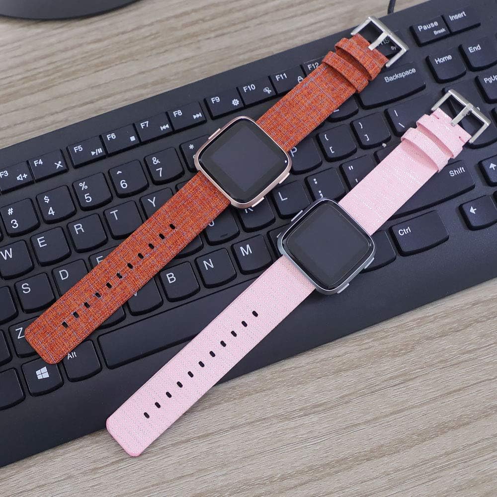 EZCO Bands Compatible with Fitbit Versa / Versa 2 / Versa Lite, Woven Fabric Breathable Watch Strap Quick Release Replacement Wristband Accessories Compatible Versa Smart Watch Women Man
