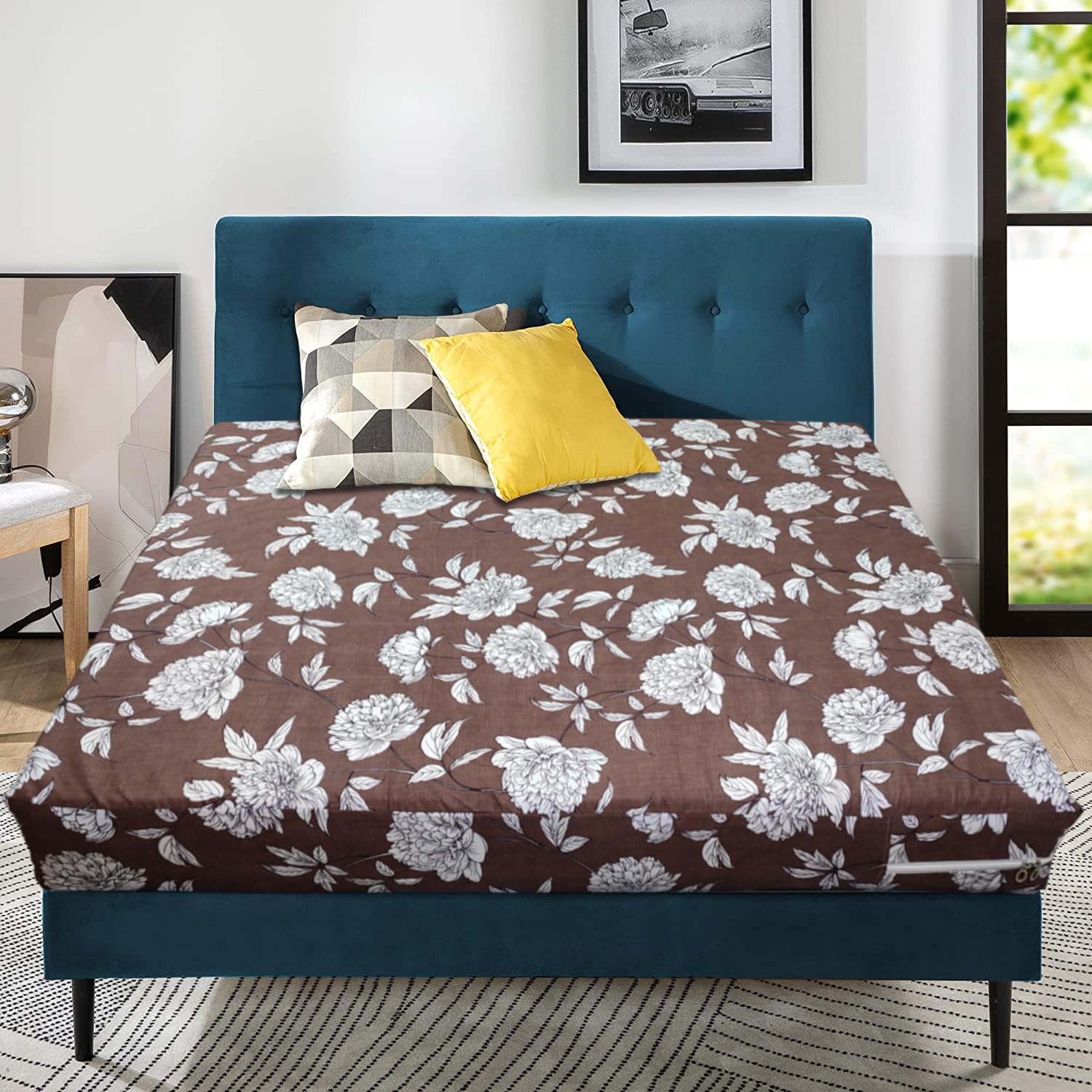 WELLFIT® Premium Glace Cotton 300 TC Mattress Cover/Protector for Single Size Bed with Zip/Chain/3×6 ft / 36×72×6 inch
