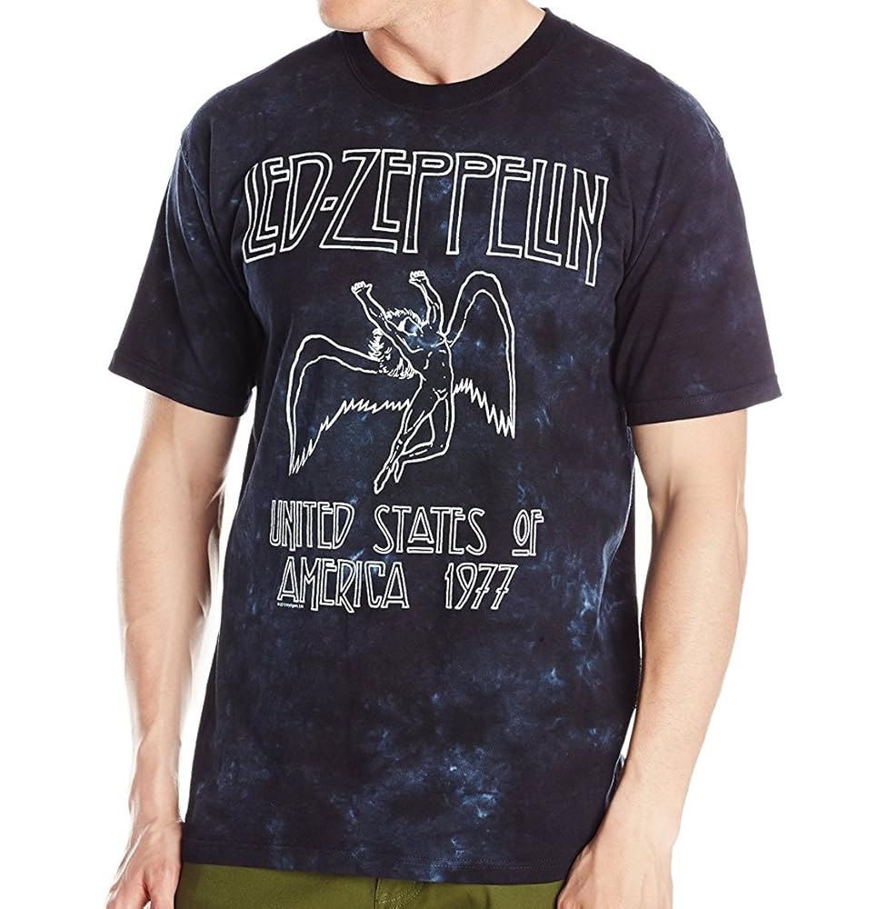 02s LED ZEPPELIN Ⅲ タイダイT LIQUID BLUE USA Liquid Blue mens Led Zeppelin Usa Tour 77 Tie Dye Short