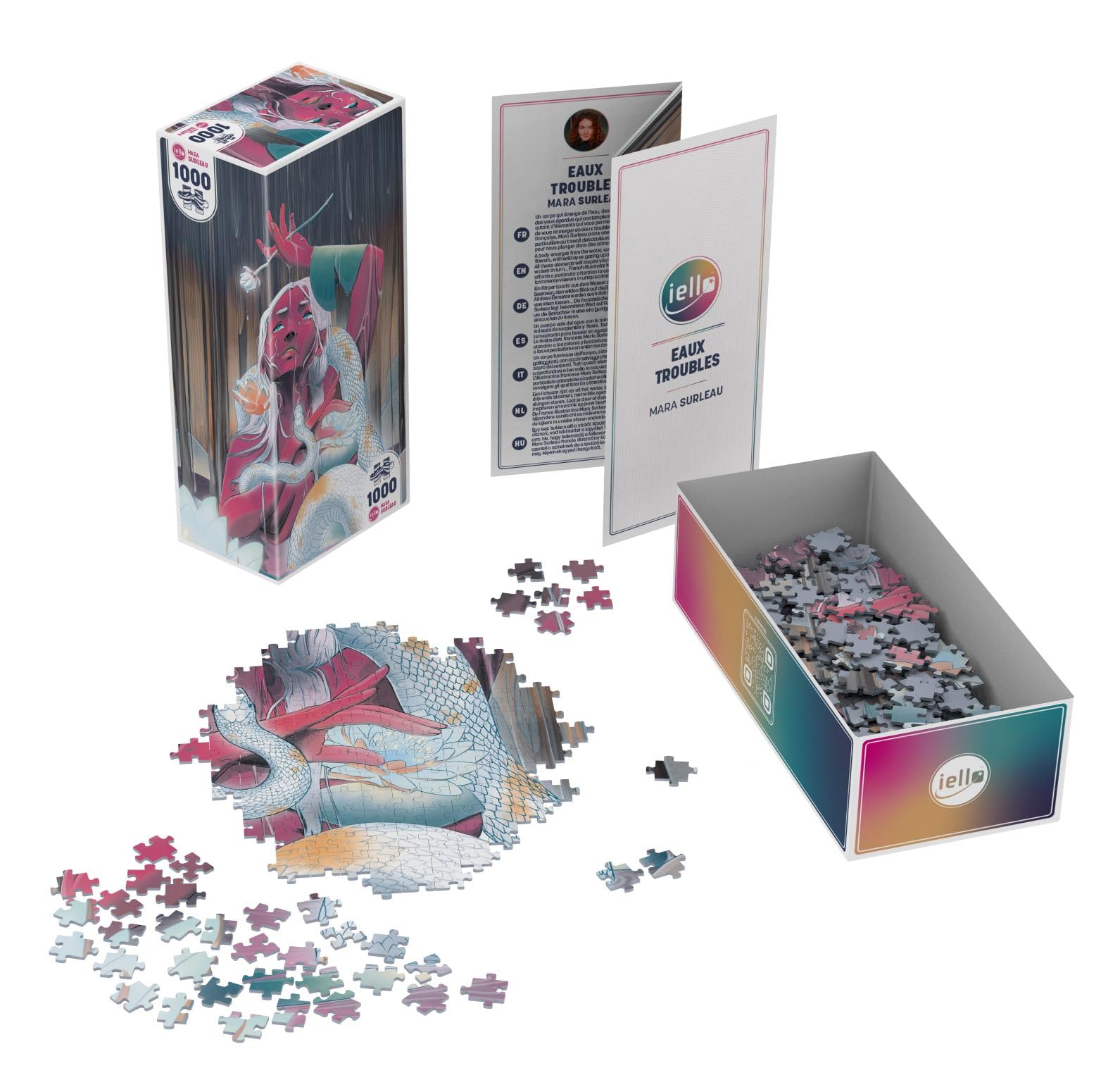 IELLO Puzzle Universe - kłopotliwe wody - puzzle 1000 elementów - ilustracja Mara Surleau - Wodna atmosfera - Miękki dotyk - Wyprodukowano w Europie