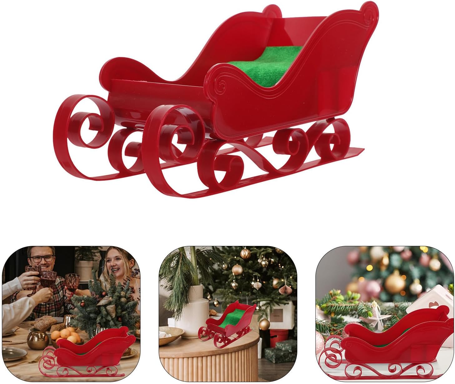 Christmas Santa Sleigh Candy Dish 2pcs Festive Table Ornament