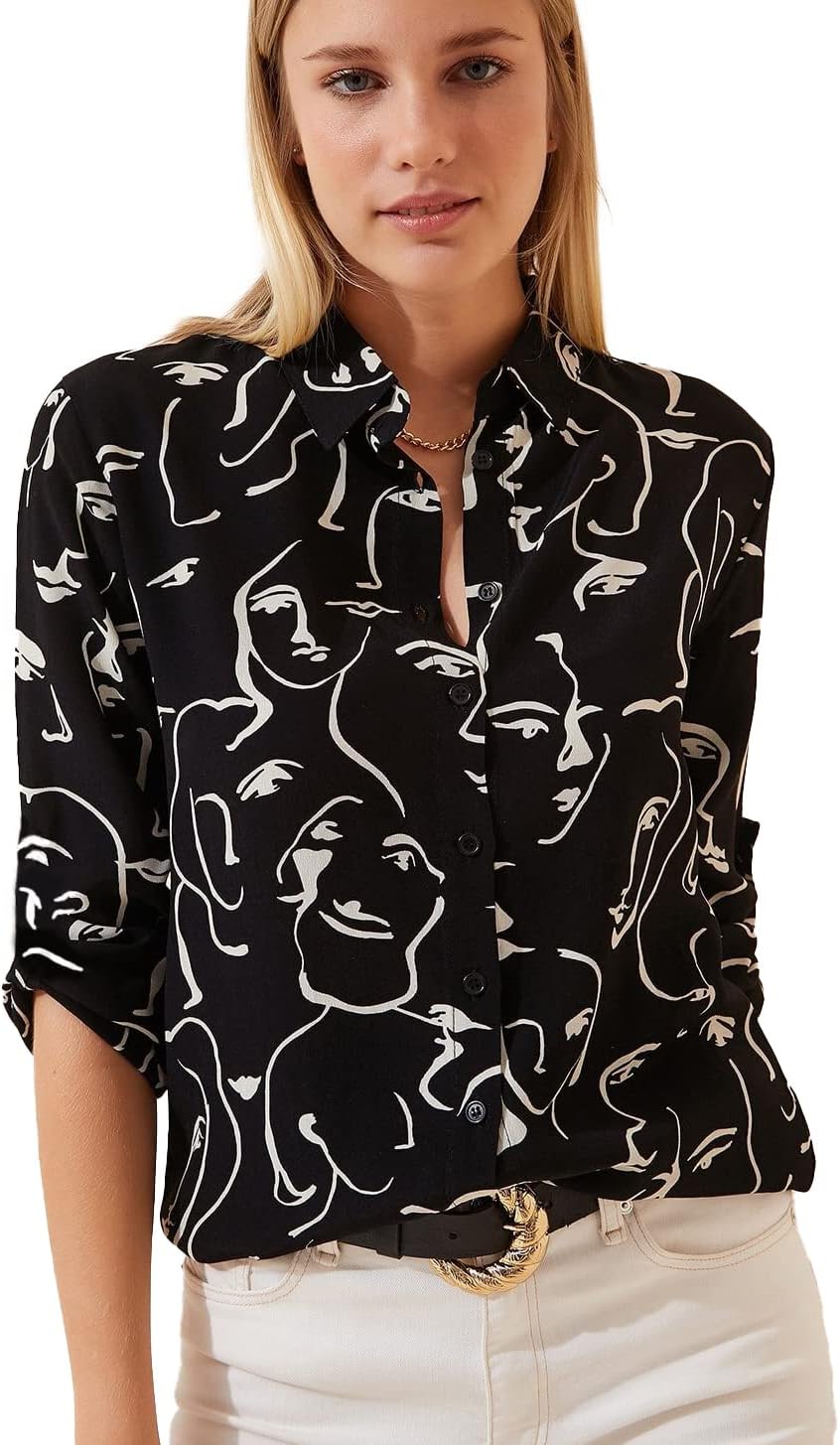 Blouses for Women Fashion, Long Sleeve Button Down Shirts Dressy Casual Tops